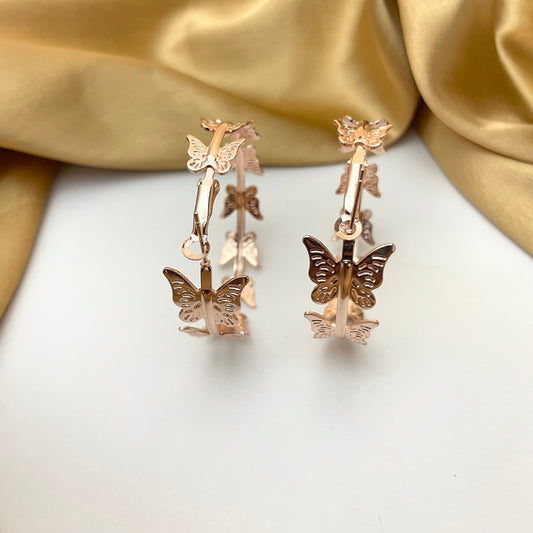 Rosegold Butterfly Hoops Earrings - DropShp