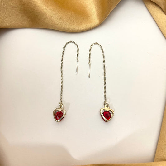 Silver Heart Drop Korean  Earrings - DropShp