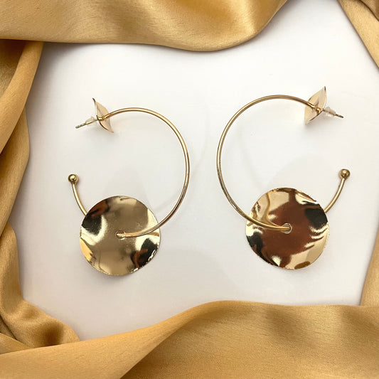 Golden Circular Hoops  Earrings - DropShp