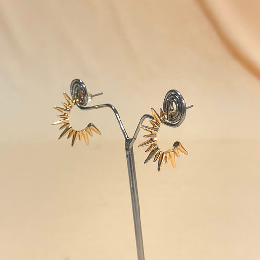 Golden Spikes Mini Open Hoop Earrings - DropShp