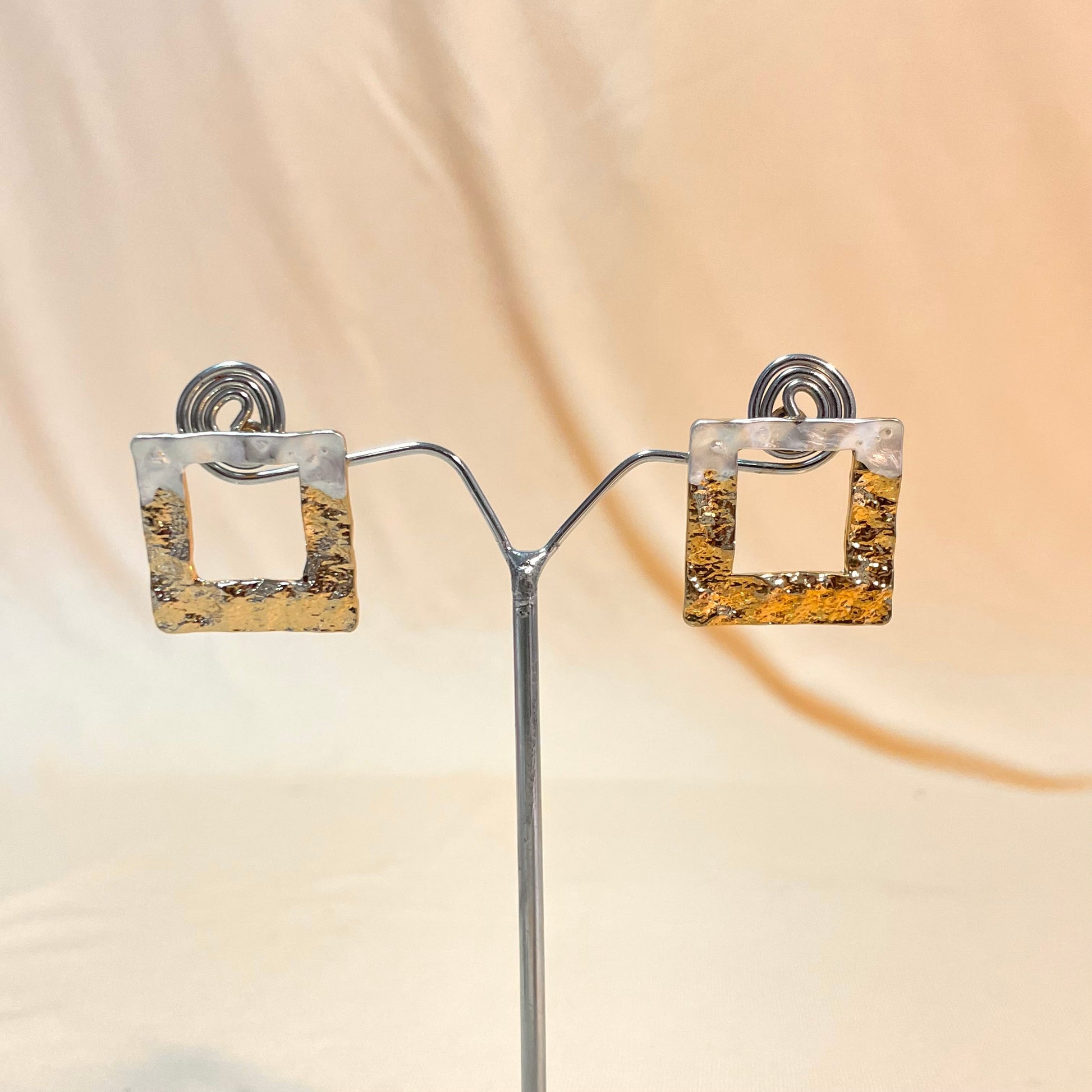Golden Dual Shade Foil Korean Stud Earrings - DropShp