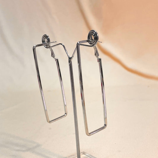 Silver Rectangular Earrings - DropShp