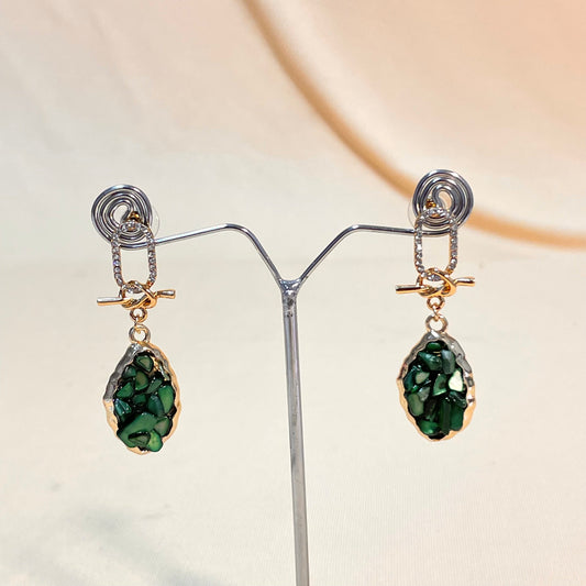 Green Stone Studded Korean Earrings - DropShp