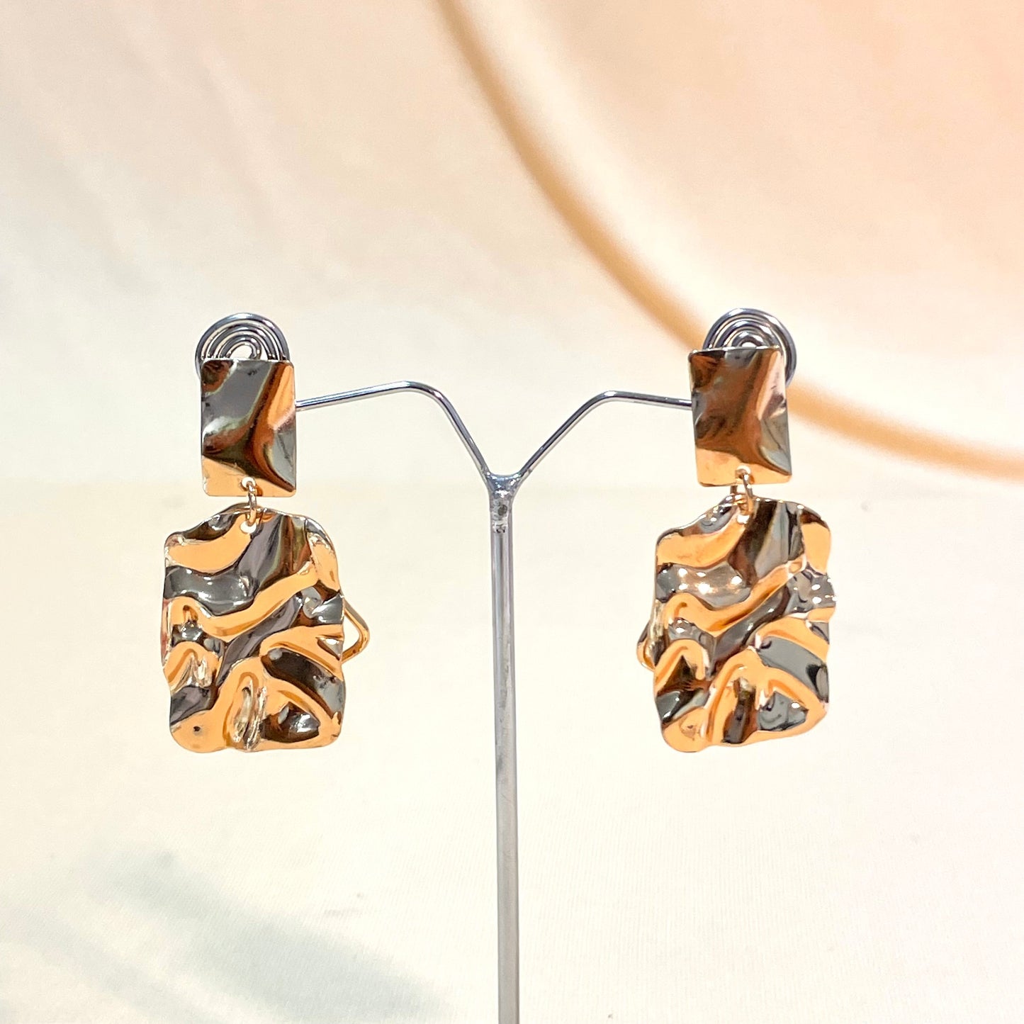 Golden Textured Foil Korean Drop Earrings - DropShp