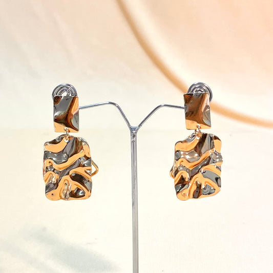 Golden Textured Foil Korean Drop Earrings - DropShp