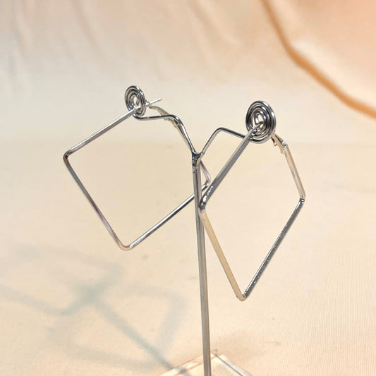 Silver Square Shape Earrings - DropShp