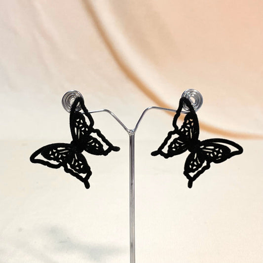 Black Velvet Butterfly Stud Earrings - DropShp