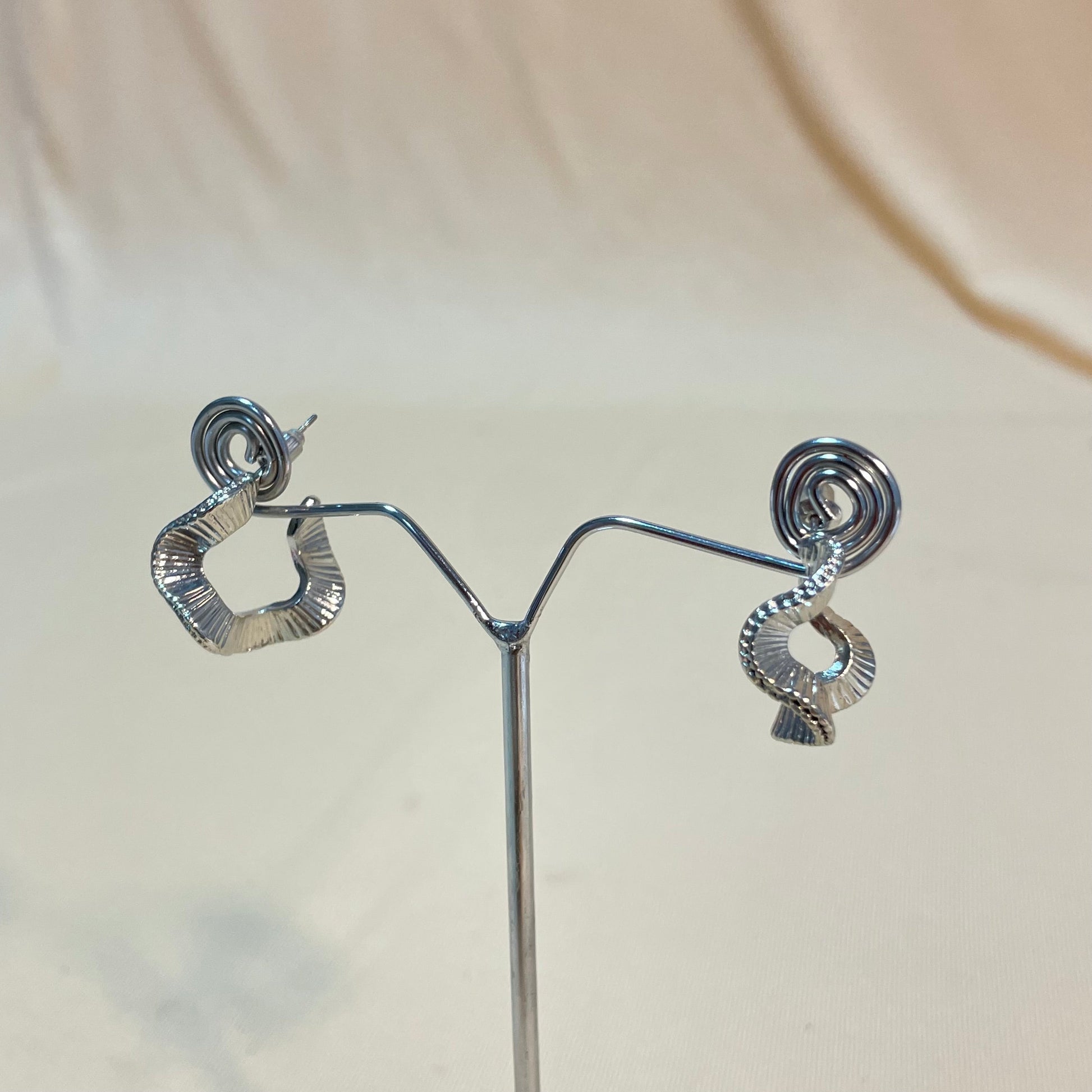 Silver Twisted Korean Earrings - DropShp
