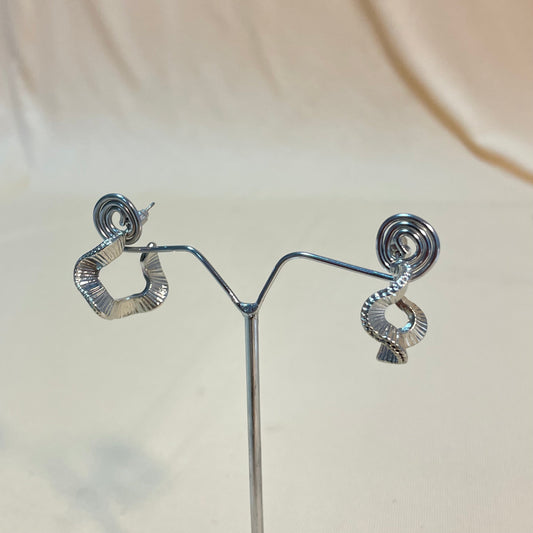 Silver Twisted Korean Earrings - DropShp
