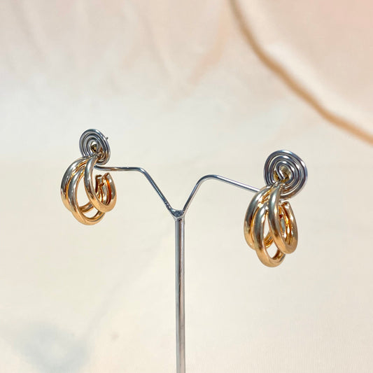 Golden Trendy Small Triple Layer Hoops Earrings - DropShp