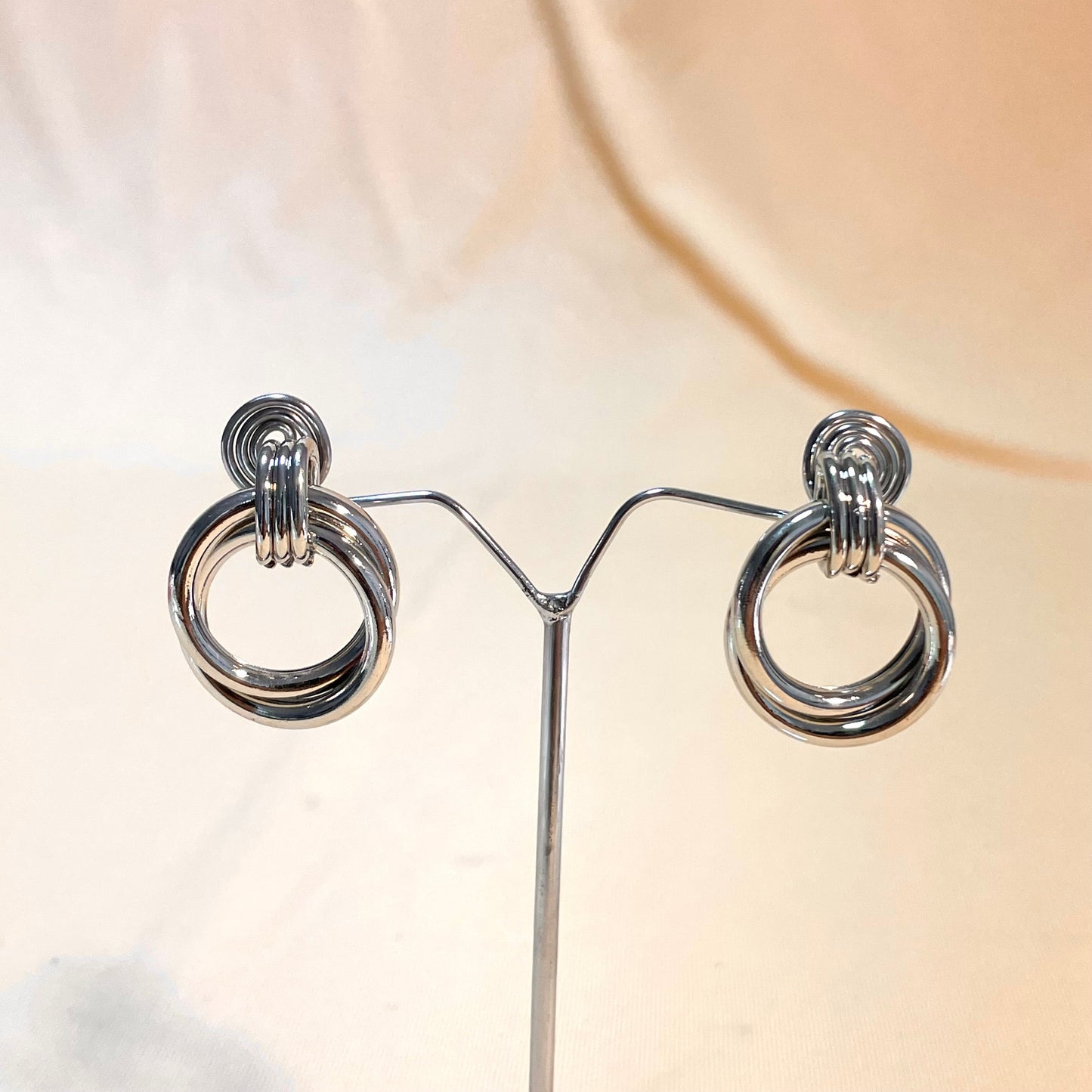 Silver Trendy Circular Hoops Earrings - DropShp