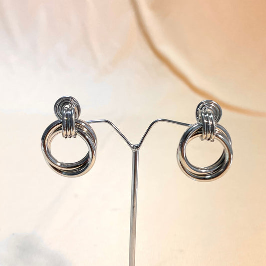 Silver Trendy Circular Hoops Earrings - DropShp