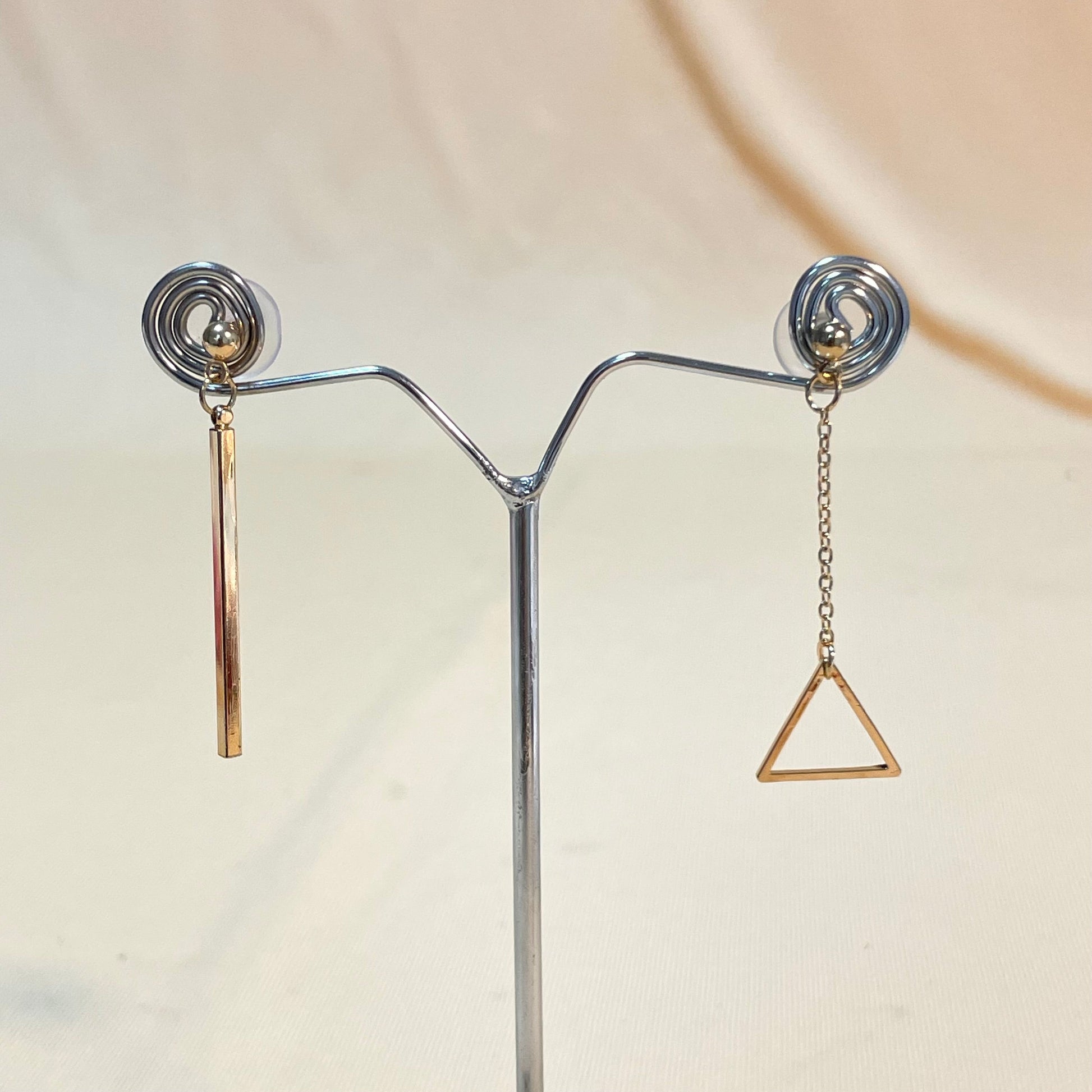 Golden Uneven Drop Triangle Korean Earrings - DropShp