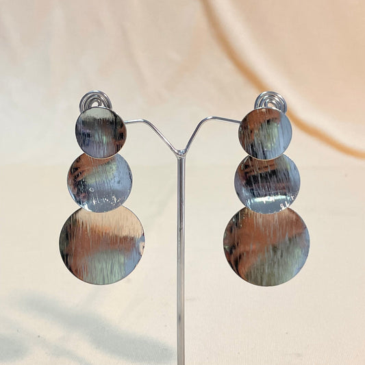 Silver Circle Design  Drop Earrings - DropShp
