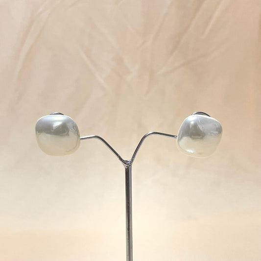 Silver Square Stone Stud Earrings - DropShp