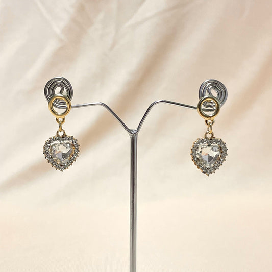 Golden Crystal Heart Korean Earrings - DropShp