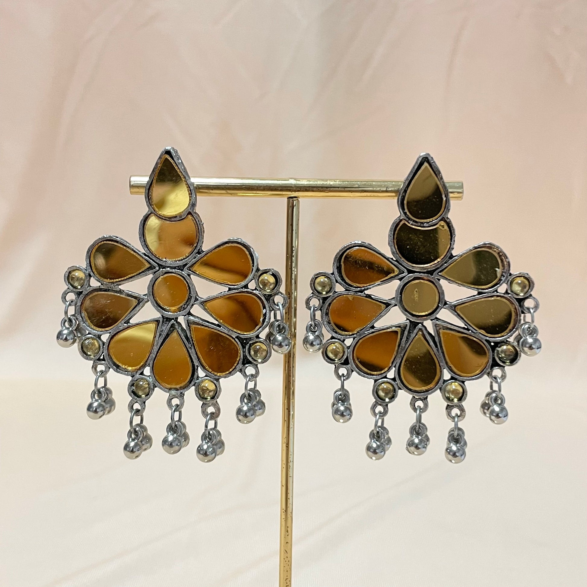 Oxidised Yellow Tessel Drop Jhumka - DropShp