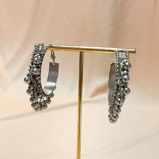 Oxidised Tessel  Hoops Earring - DropShp