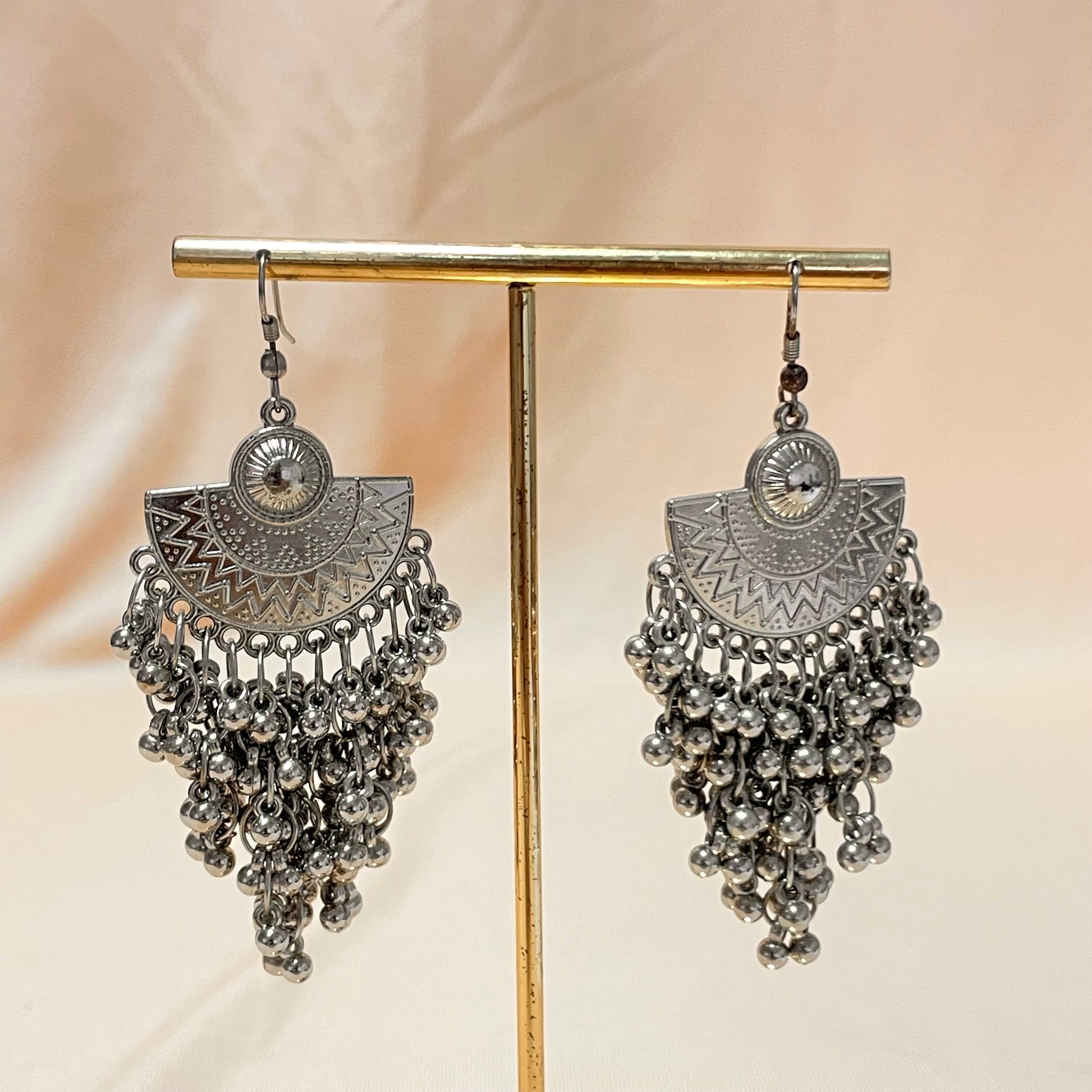 Oxidised Silver Plated Tessel Drop Jhumka - DropShp