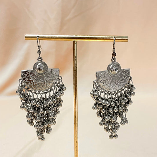Oxidised Silver Plated Tessel Drop Jhumka - DropShp