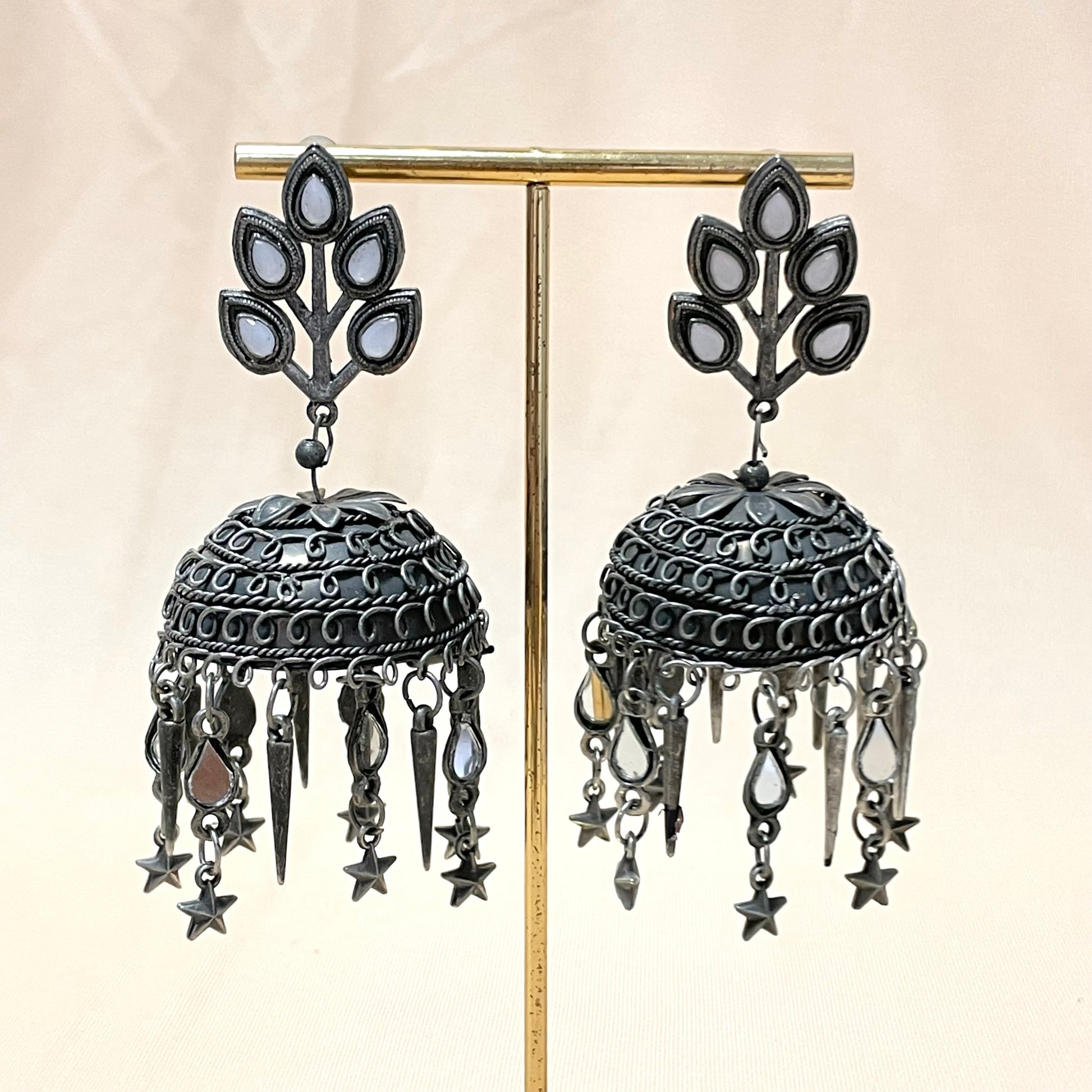 Oxidised Matte Star Drop Jhumka - DropShp