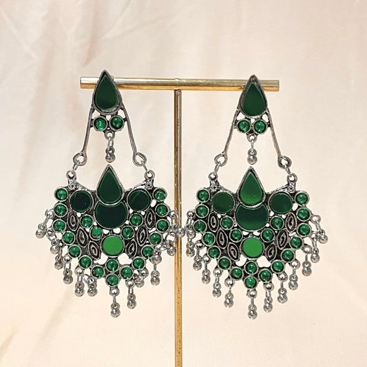 Oxidised Blue Long Drop Jhumka - DropShp