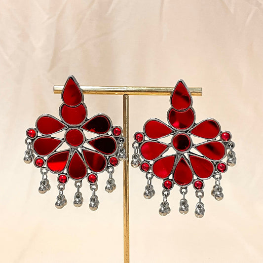 Oxidised Red Tessel Drop Jhumka - DropShp