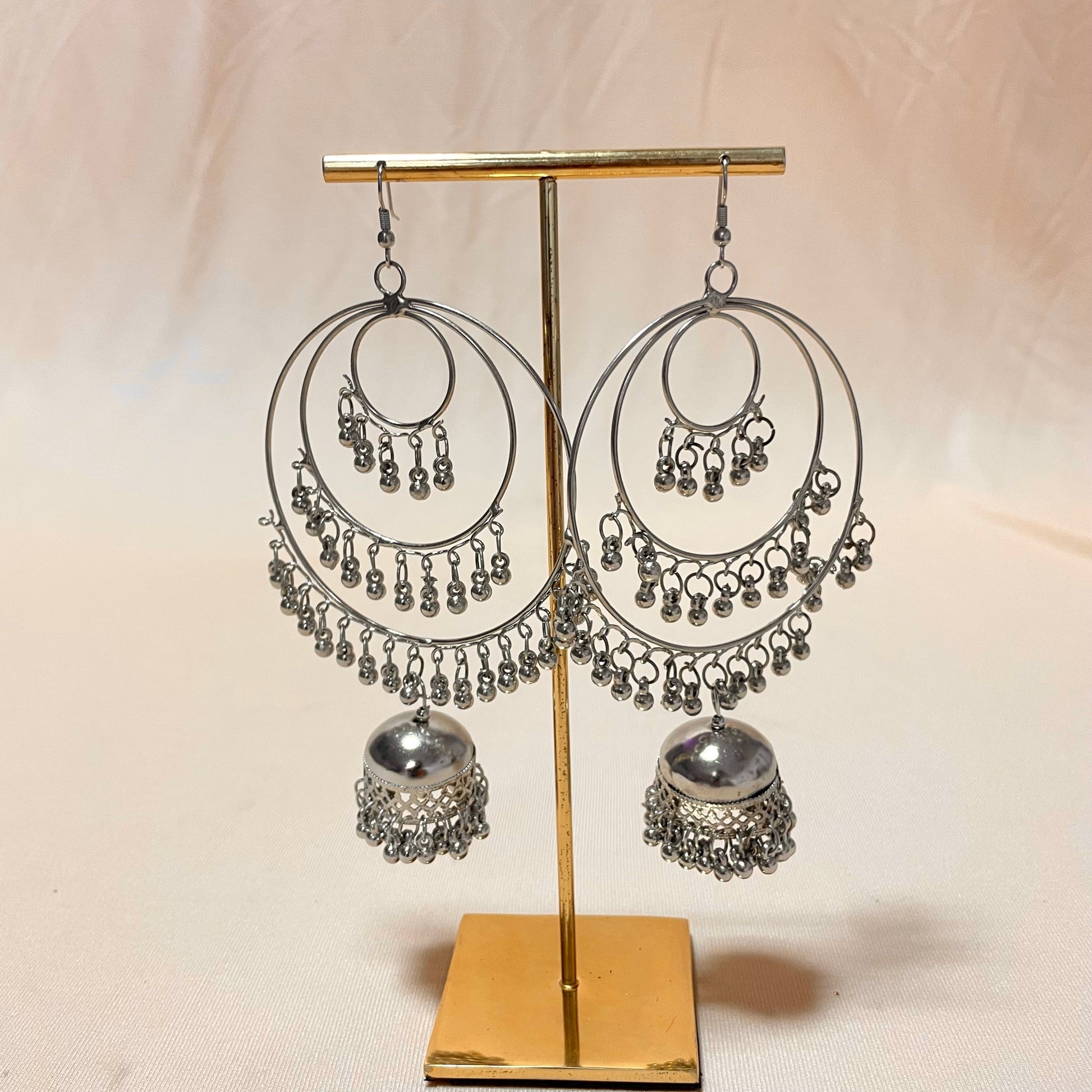 Oxidised Silver Round Jhumka Earrings - DropShp