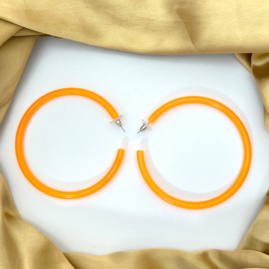 Neon Orange Large Hoops - DropShp