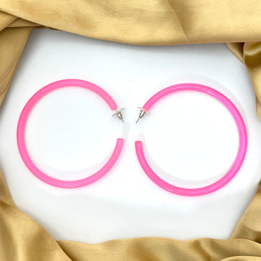 Neon Pink Large Hoops - DropShp
