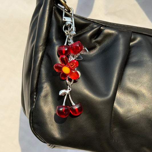 Cute Alloy Cherry & Flower Charm Keychain for Women and Girls | Stylish Bag Accessories - DropShp
