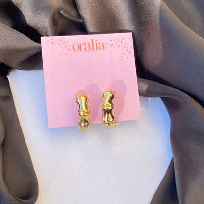 Gold Plated Chunky Bamboo Hoop Earrings - DropShp