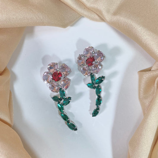 Cute Crystal Flower Stud Earrings - DropShp