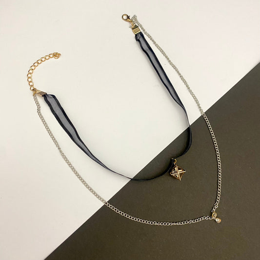 Elegant Black Double Layered choker - DropShp