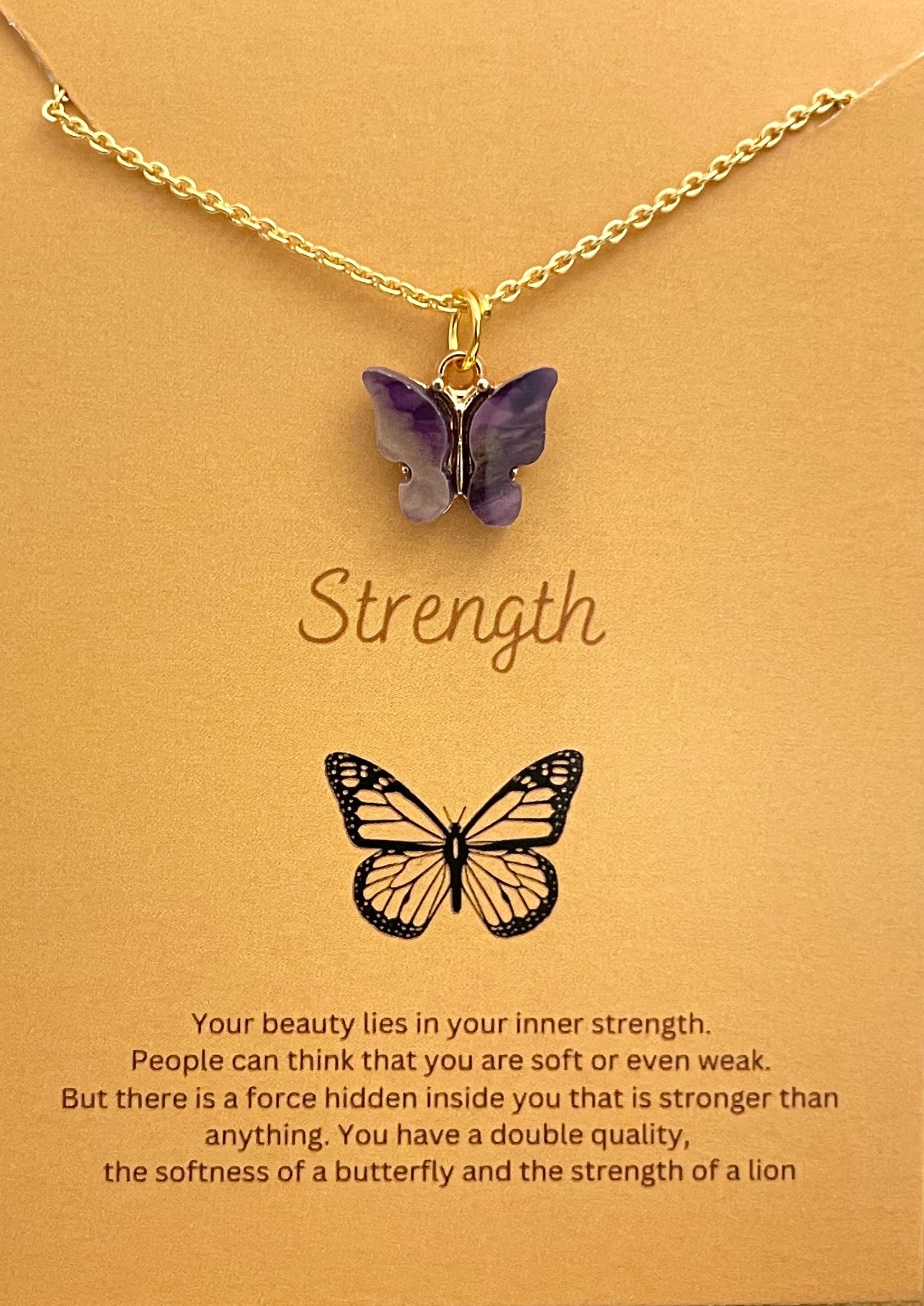 Cute Golden Waterproof Acrylic Dual Shade Butterfly Charm Necklace - DropShp