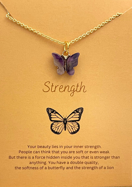 Cute Golden Waterproof Acrylic Dual Shade Butterfly Charm Necklace - DropShp