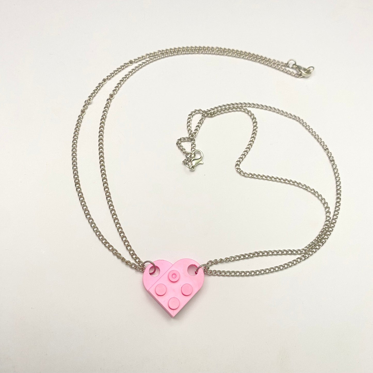 Pink Heart Shape Brick Lego Couple Necklace - DropShp