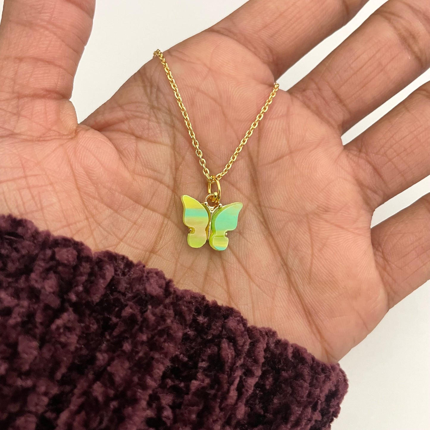 Cute Dual Shade Acrylic Butterfly Pendant Necklace - DropShp