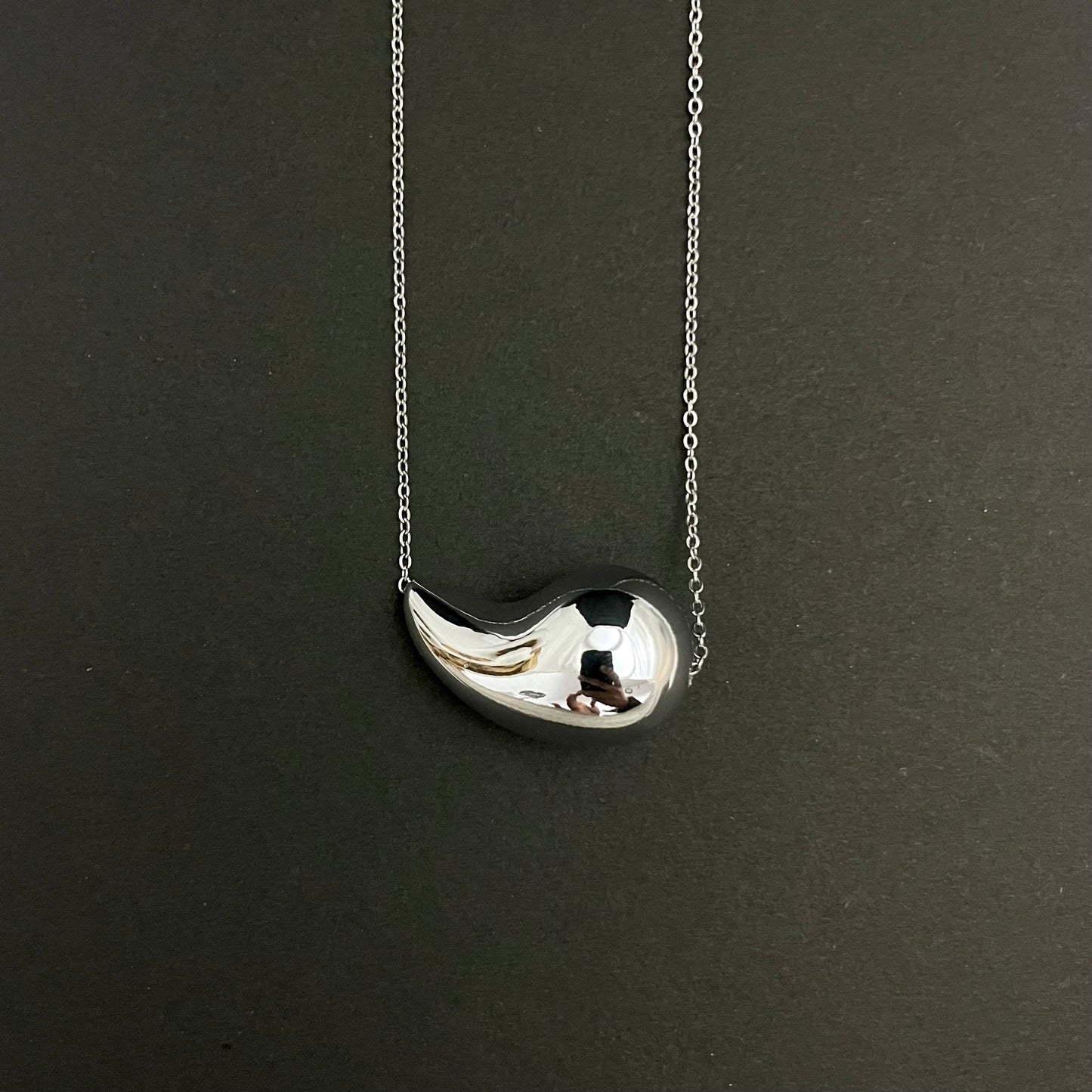 Silver Stainless Steel Water Drop Necklace - DropShp