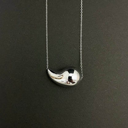 Silver Stainless Steel Water Drop Necklace - DropShp