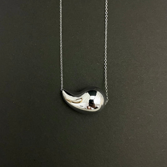 Silver Stainless Steel Water Drop Necklace - DropShp