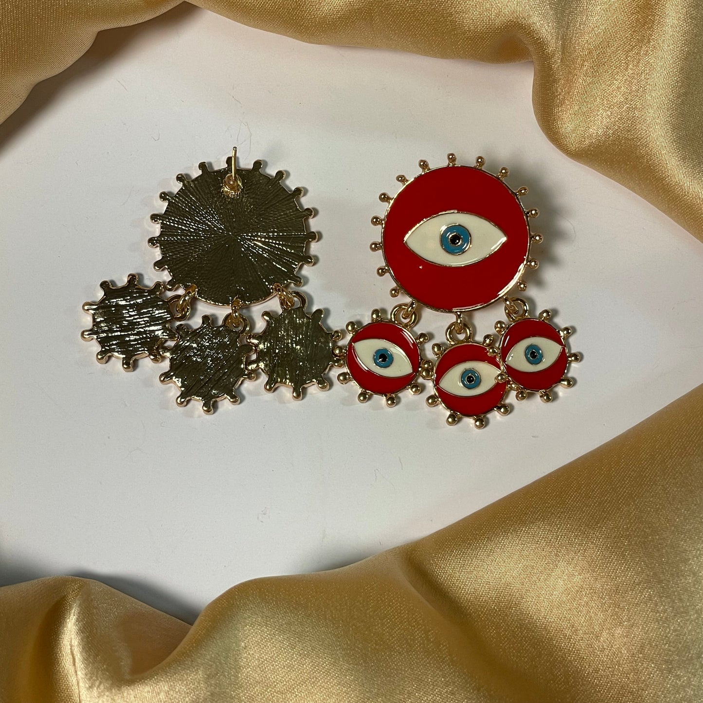 Cute Gold-Plated Red Evil Eye Drop Earrings - DropShp