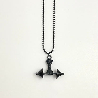 Black Dumbbell Pendant Necklace For Boys - DropShp