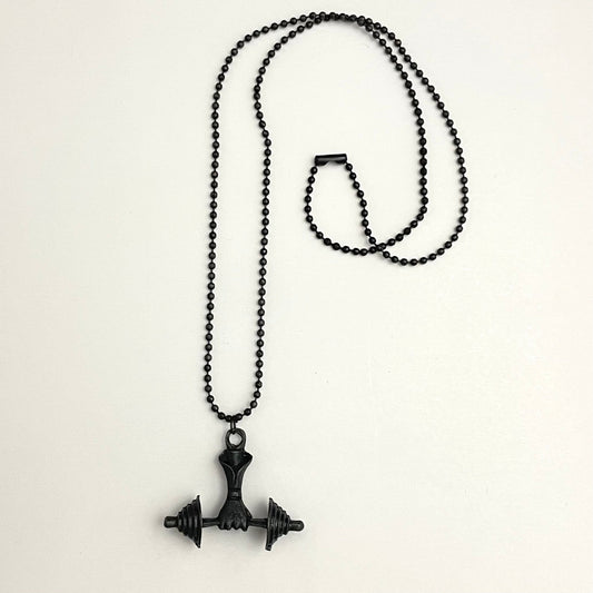 Black Dumbbell Pendant Necklace For Boys - DropShp