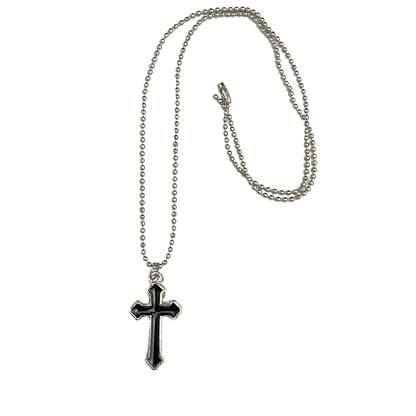Black Cross Pendant Charm Necklace For Boys With Ball Chain - DropShp