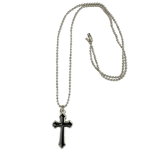 Black Cross Pendant Charm Necklace For Boys With Ball Chain - DropShp