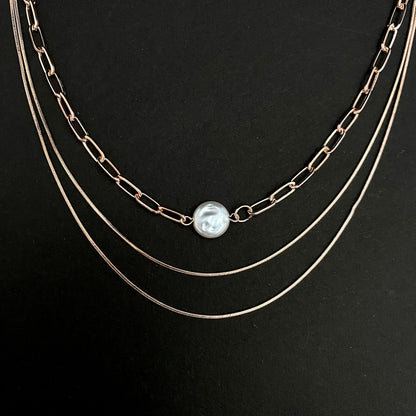Triple Layered Rosegold Chain Necklace - DropShp