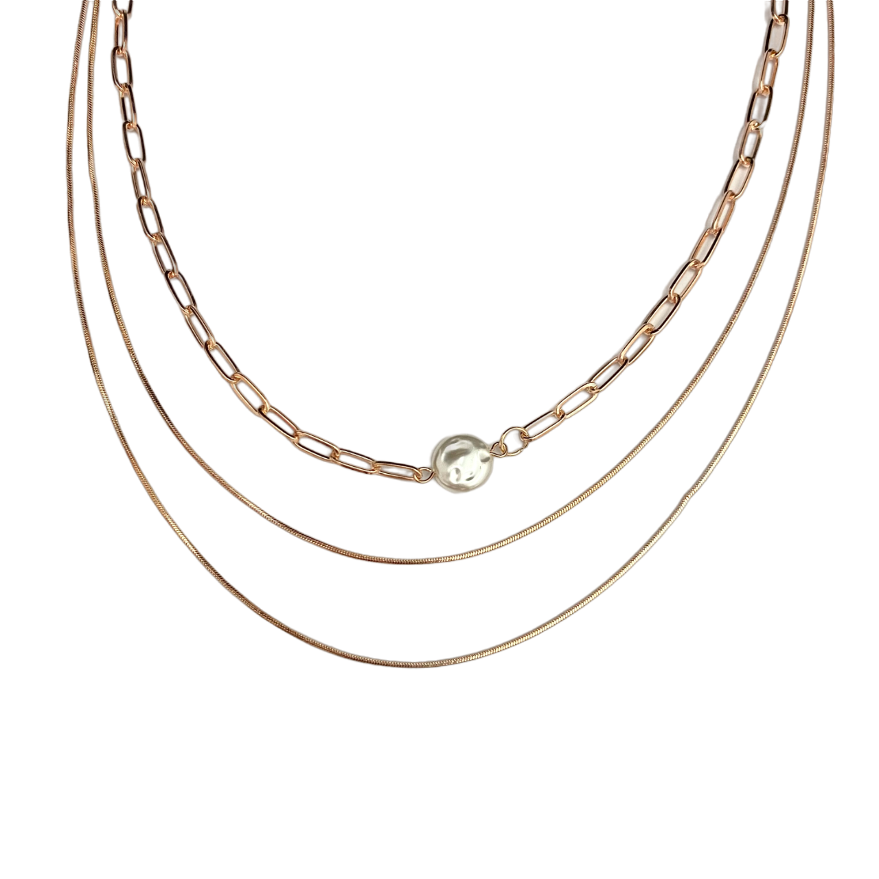 Triple Layered Rosegold Chain Necklace - DropShp