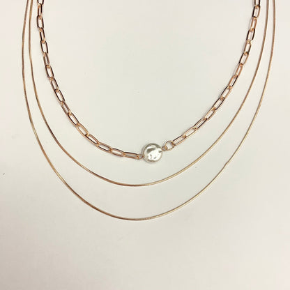 Triple Layered Rosegold Chain Necklace - DropShp