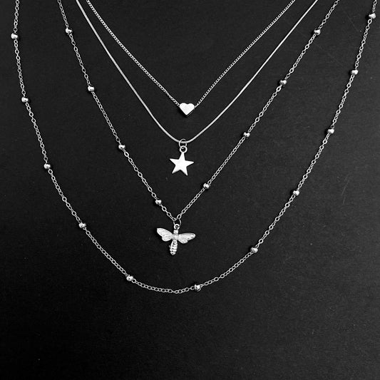 Stylish Multilayered Chain Charm Necklace - DropShp